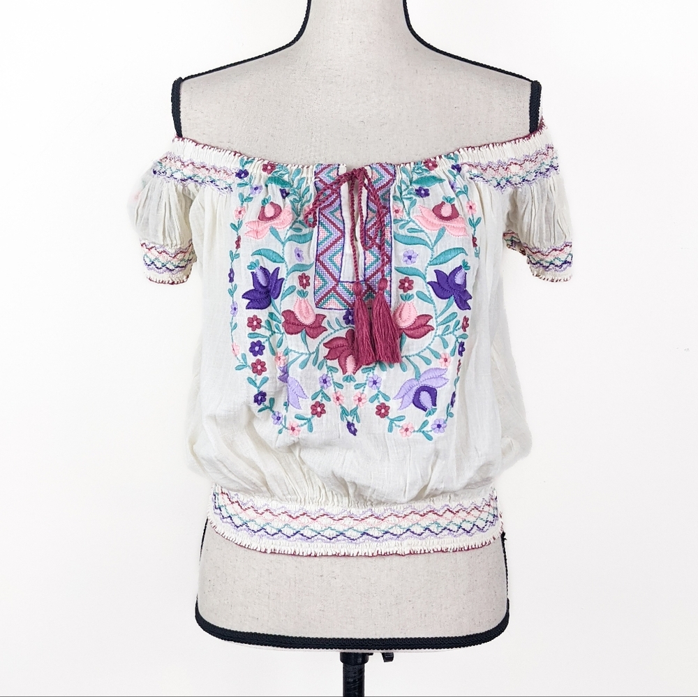 NWT Blue Boheme Anoushka Embroidered Cotton Top